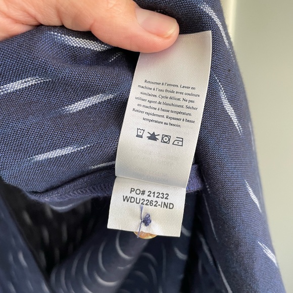 Faherty Saylor Midnight Ikat Button Up Sleeveless Drawstring Dress - XS - Picture 10 of 10